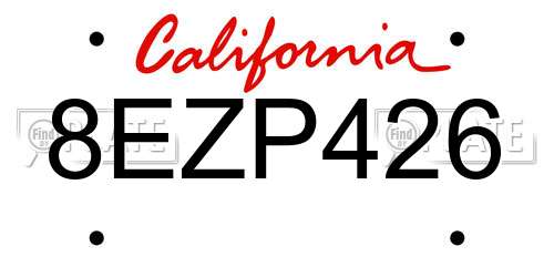8EZP426 California License Plate