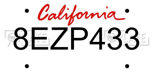 8EZP433 California License Plate