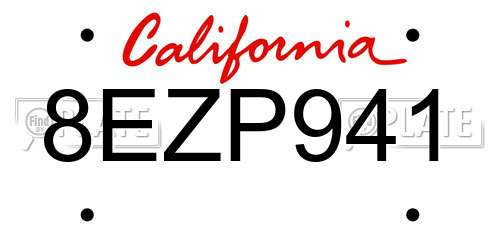 8EZP941 California License Plate
