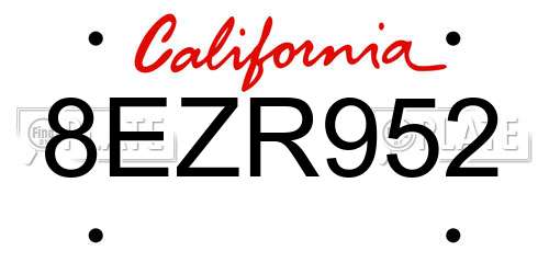 8EZR952 California License Plate