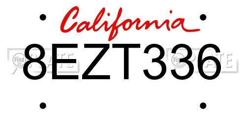 8EZT336 California License Plate