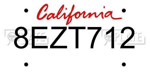 8EZT712 California License Plate