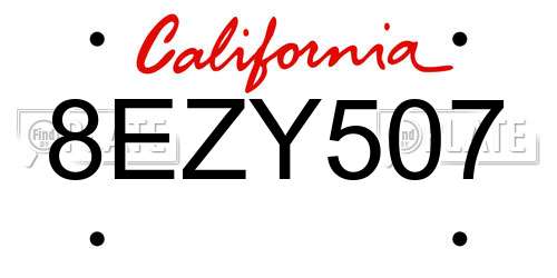 8EZY507 California License Plate