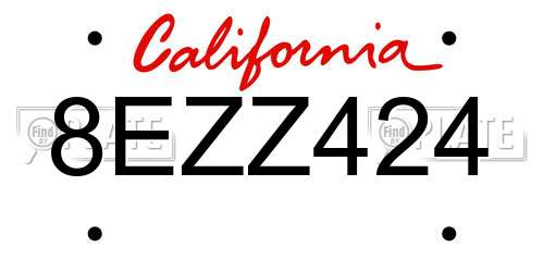 8EZZ424 California License Plate