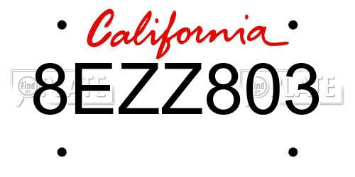 8EZZ803 California License Plate