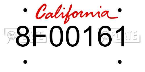 8F00161 California License Plate