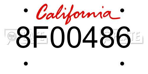 8F00486 California License Plate