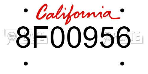 8F00956 California License Plate