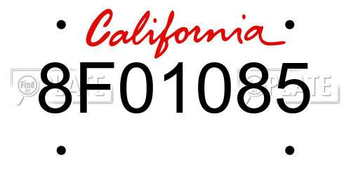 8F01085 California License Plate