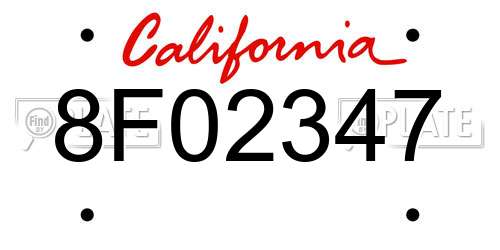 8F02347 California License Plate