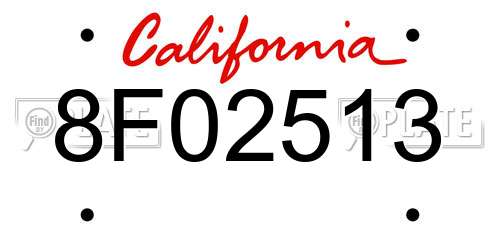 8F02513 California License Plate