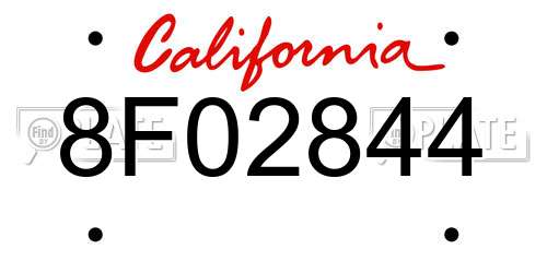 8F02844 California License Plate