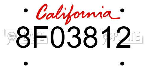 8F03812 California License Plate