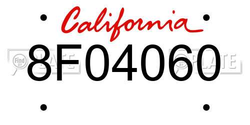 8F04060 California License Plate