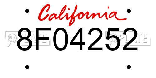 8F04252 California License Plate