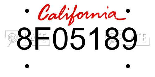 8F05189 California License Plate