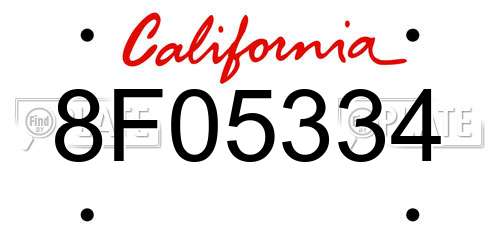 8F05334 California License Plate
