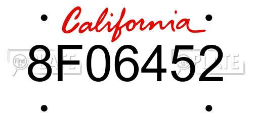 8F06452 California License Plate
