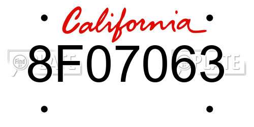 8F07063 California License Plate