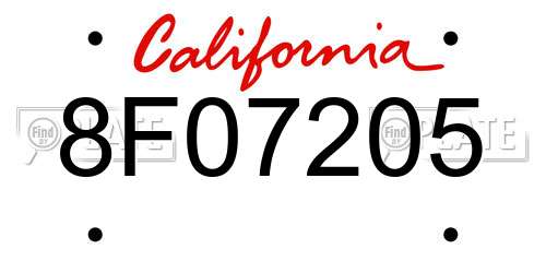 8F07205 California License Plate