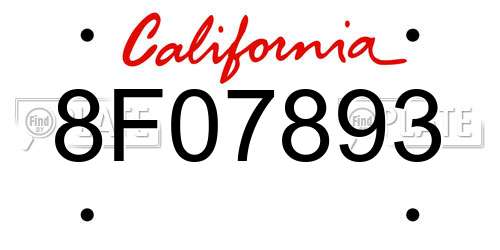 8F07893 California License Plate