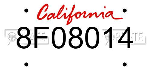 8F08014 California License Plate