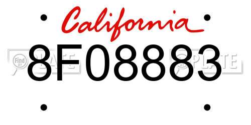 8F08883 California License Plate