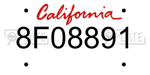 8F08891 California License Plate
