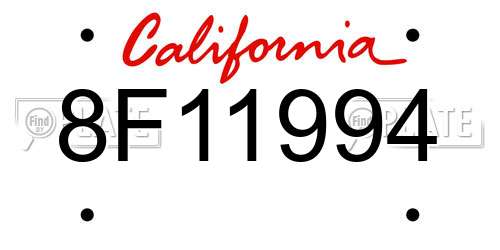 8F11994 California License Plate