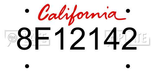 8F12142 California License Plate