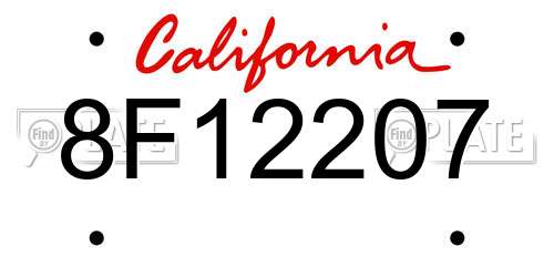 8F12207 California License Plate