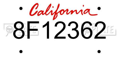 8F12362 California License Plate