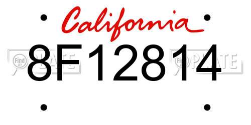 8F12814 California License Plate