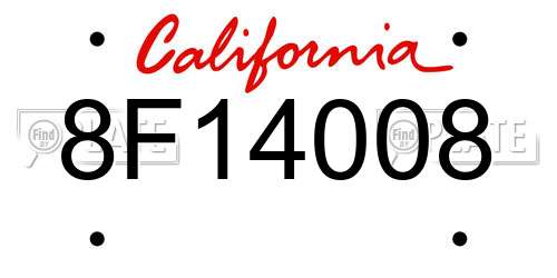8F14008 California License Plate