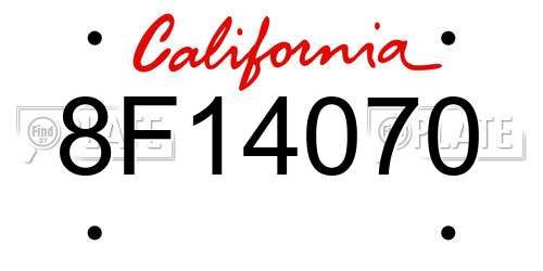 8F14070 California License Plate
