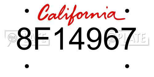 8F14967 California License Plate