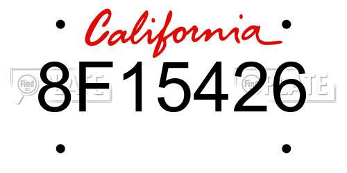 8F15426 California License Plate
