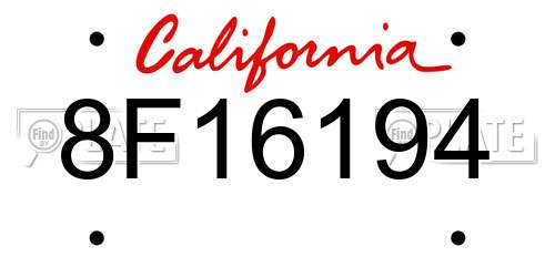 8F16194 California License Plate