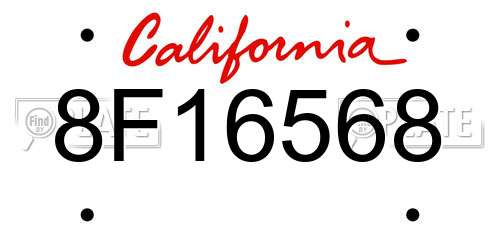 8F16568 California License Plate