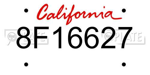 8F16627 California License Plate