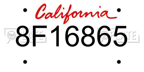 8F16865 California License Plate