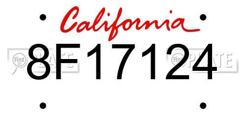 8F17124 California License Plate