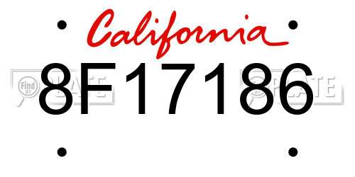 8F17186 California License Plate
