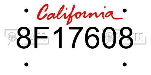 8F17608 California License Plate