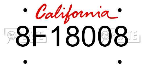 8F18008 California License Plate