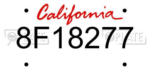 8F18277 California License Plate