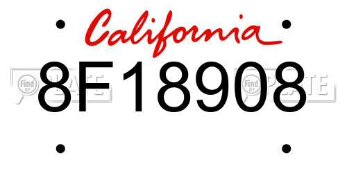 8F18908 California License Plate