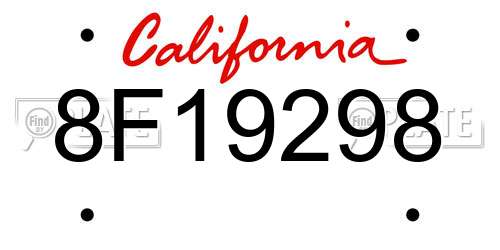 8F19298 California License Plate