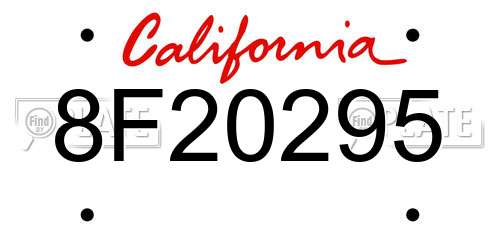8F20295 California License Plate