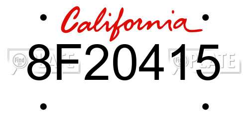8F20415 California License Plate